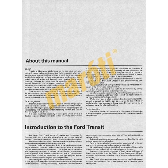 Ford Transit Petrol (Mk 3) (Feb 86 - 1989) C to G