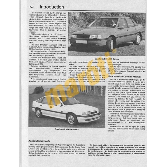 Vauxhall Cavalier Petrol (Oct 88 - 1995) F to N