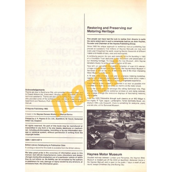 Austin/Rover Maestro & Montego Diesel Engine(1986 - 1993)