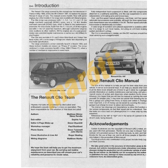 Renault Clio Petrol (1991 - May 93) H to L