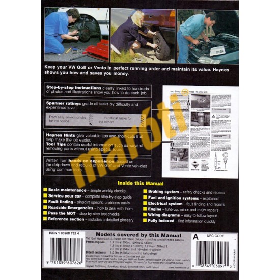 VW Golf & Vento Petrol & Diesel (Feb 92 - Mar 98) J to R