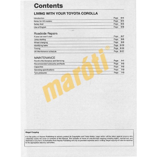 Toyota Corolla Petrol (Aug 92 - 1997) K to P