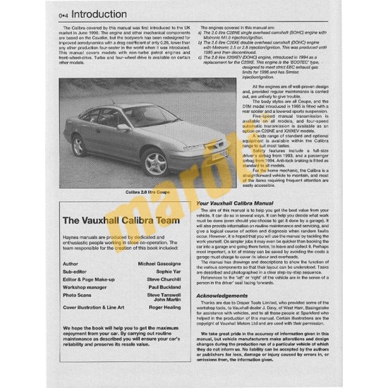 Vauxhall/Opel Calibra (1990 - 1998) G to S