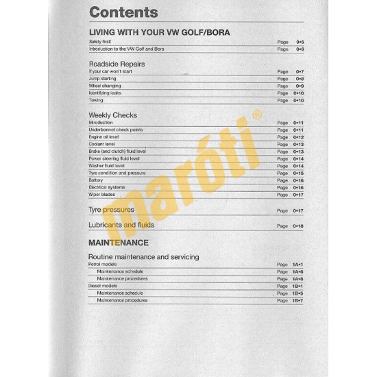 VW Golf & Bora Petrol & Diesel (April 1998 - 2000) R to X