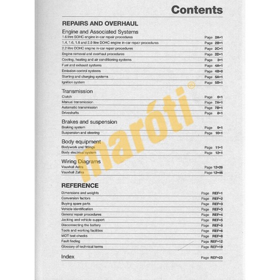 Vauxhall/Opel Astra & Zafira Petrol G (Feb 98 - Apr 04) R to 04