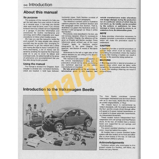 VW Beetle Petrol & Diesel (Apr 1999 - 2007) T to 57