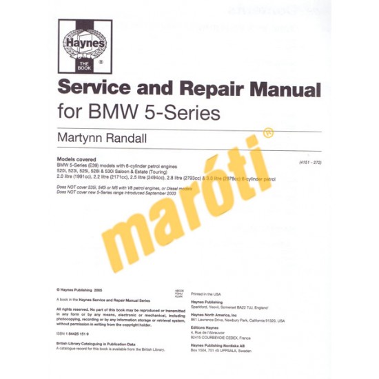 BMW 5-Series 6-cyl Petrol (April 96 - Aug 03) N to 03