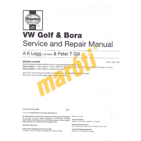 VW Golf & Bora 4-cyl Petrol & Diesel (01 - 03) X to 53