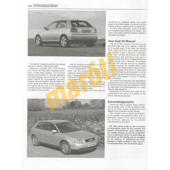 Audi A3 Petrol & Diesel (1996 - May 03) P to 03