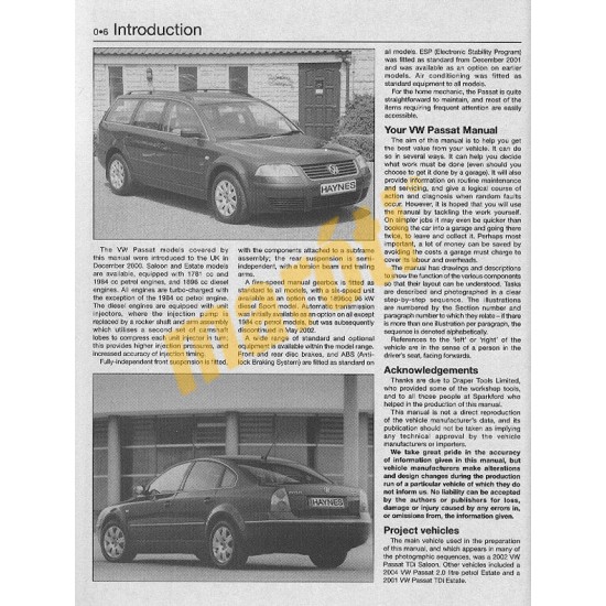 VW Passat Petrol & Diesel (Dec 00 - May 05) X to 05