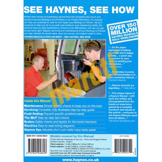 Citroen Berlingo & Peugeot Partner Petrol & Diesel (1996 - 10)