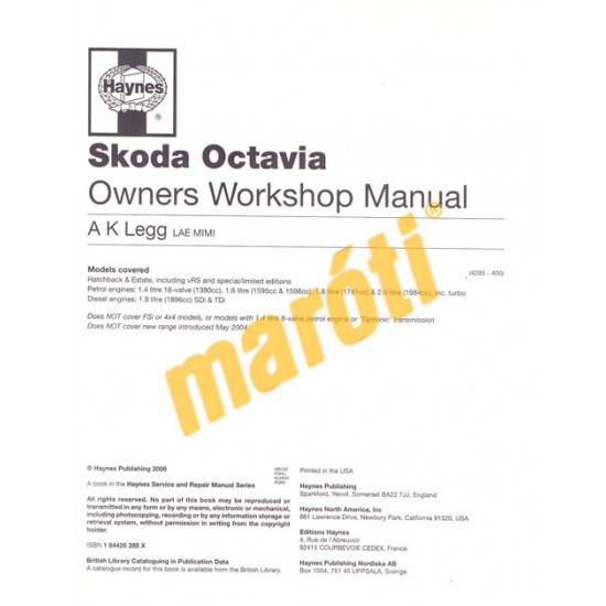 Skoda Octavia Petrol & Diesel (1998 - Apr 04) R to 04