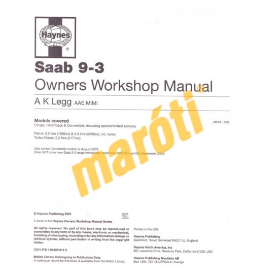 Saab 9-3 Petrol & Diesel (1998 - Aug 02) R to 02