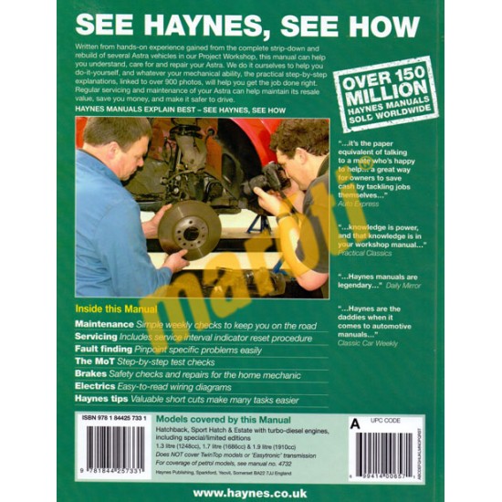 Vauxhall/Opel Astra Diesel (May 04 - 08) 04 to 08