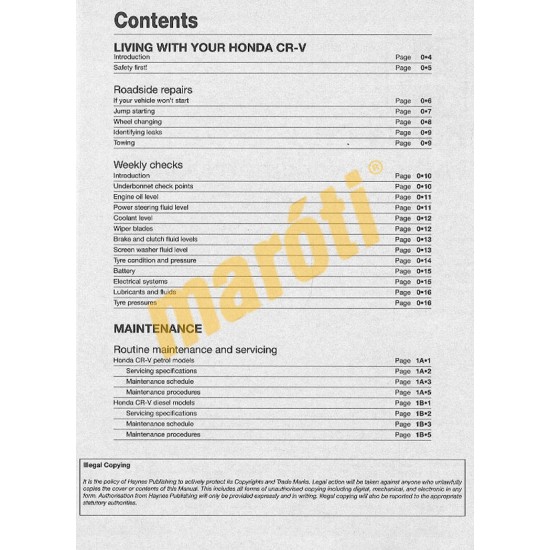 Honda CR-V Petrol & Diesel (02 - 06) 51 to 56