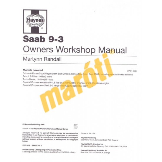 Saab 9-3 Petrol & Diesel (Sept 02 - Sept 07) 52 to 57