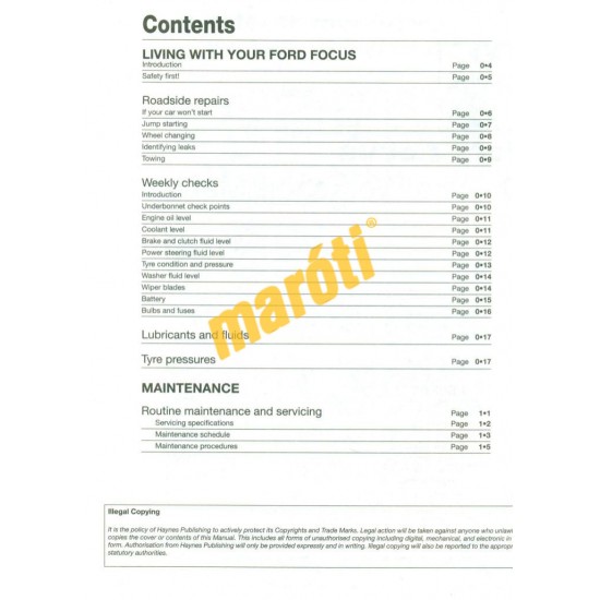 Ford Focus Petrol (05 - 11) 54 to 09