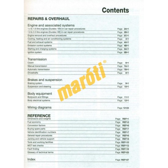 Ford Focus Petrol (05 - 11) 54 to 09