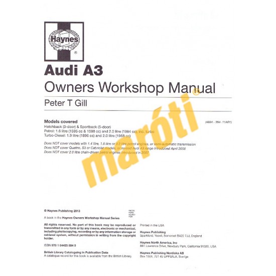 Audi A3 (Jun 03 - Mar 08) 03 to 08