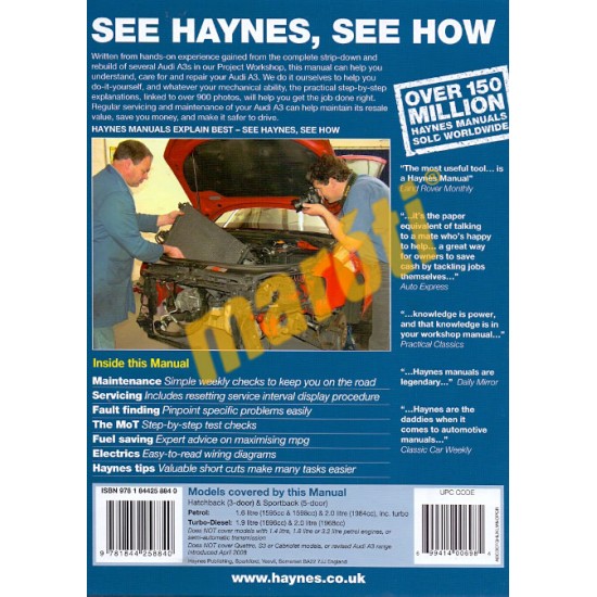 Audi A3 (Jun 03 - Mar 08) 03 to 08