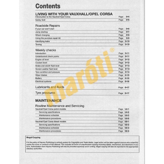 Vauxhall/Opel Corsa (Sept 06 - 10) 56 to 10