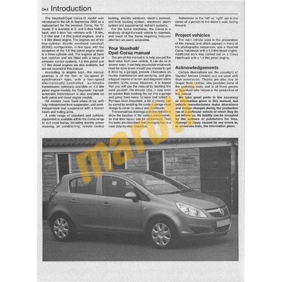 Vauxhall/Opel Corsa (Sept 06 - 10) 56 to 10
