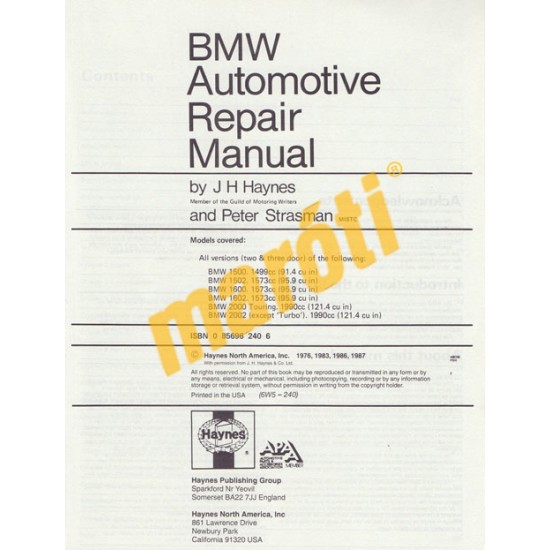 Bmw 1500, 1502, 1600, 2000 Touring 1602 & 2002