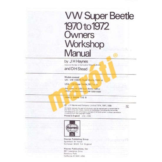 VW 1302 & 1302S (1970 - 1972) up to L