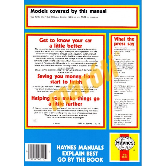 VW 1302 & 1302S (1970 - 1972) up to L