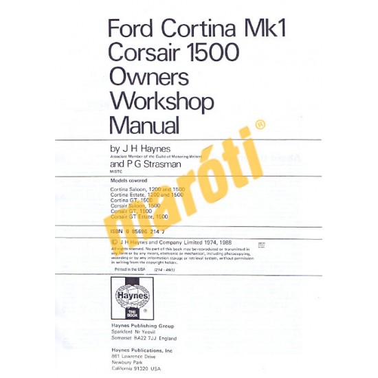 Ford Cortina Mkl & Corsair 1500