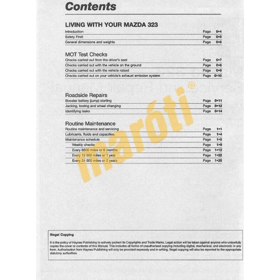 Mazda 323 (Mar 81 - Oct 89) up to G
