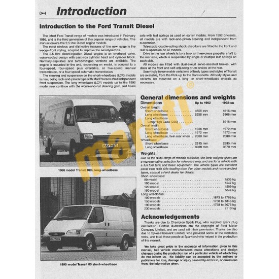 Ford Transit Diesel (Feb 86 - 1999) C to T