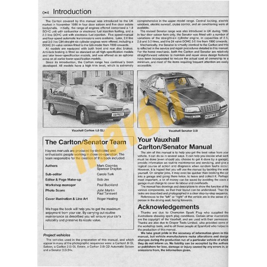 Opel Omega & Senator Petrol (Nov 86 - 1994)