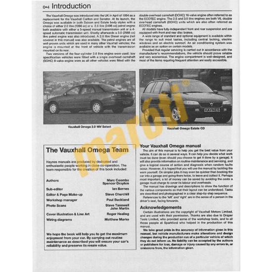 Vauxhall/Opel Omega Petrol (1994 - 1999) L to T