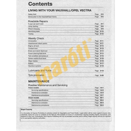 Vauxhall/Opel Vectra Petrol & Diesel (Mar 99 - May 02) T to 02