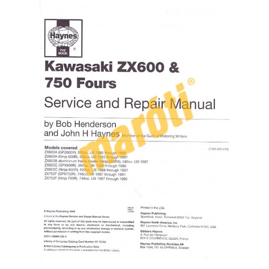 Kawasaki ZX600 (GPZ600R, GPX600R, Ninja 600R & RX) & ZX750 (GPX750R, Ninja 750R) 1985-1997