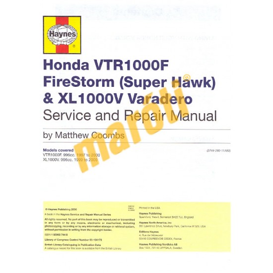 Honda VTR1000F (FireStorm, Super Hawk) 1997-2007 XL1000V Varadero (1999-2008)