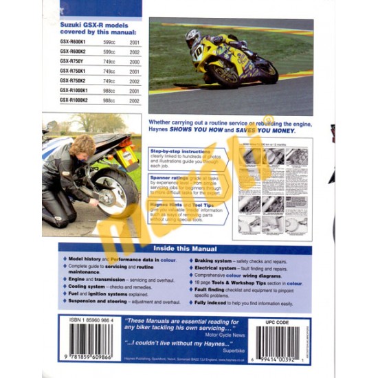 Suzuki GSX-R600 (01 - 02), GSX-R750 (00 - 02) & GSX-R1000 (01 -