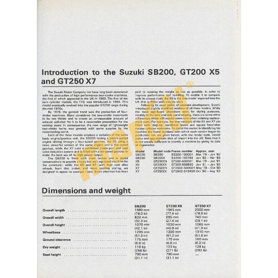 Suzuki GT250X7, GT200X5 & SB200 (1978 - 1983)