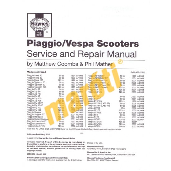 Piaggio (Vespa) Scooters (1991 - 09)