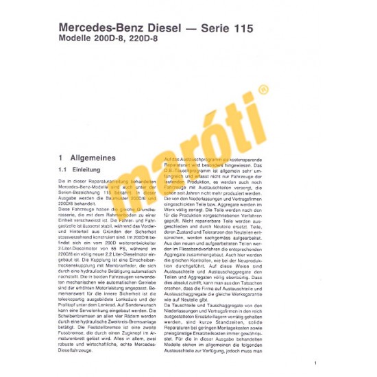 Mercedes Diesel Serie 115 1968-1975 (Javítási kézikönyv)