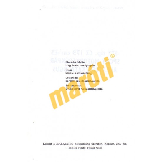 Czetka 175ccm Sport Motorkerékpár - Alkatrészkatalógus