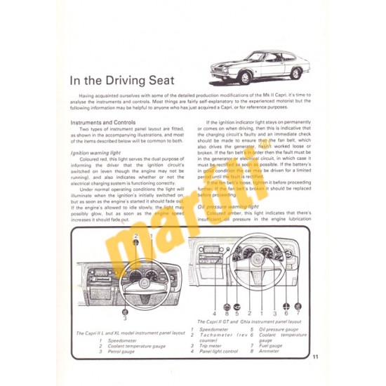 Ford Capri II Owners handbook