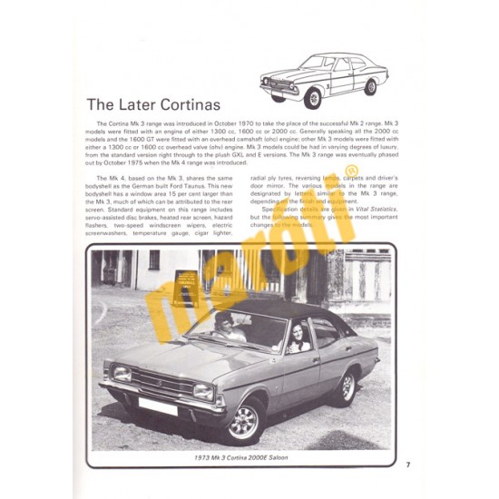 Ford Cortina Mk3 & Mk4 Owners handbook