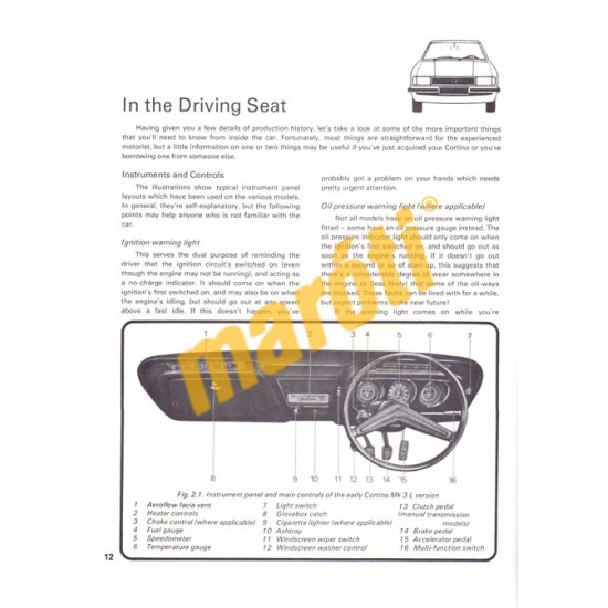 Ford Cortina Mk3 & Mk4 Owners handbook