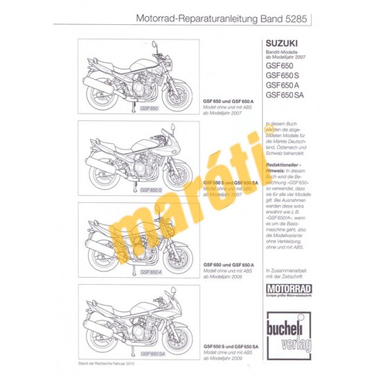 Suzuki GSF 650 Bandit 2007-től (Javítási kézikönyv)
