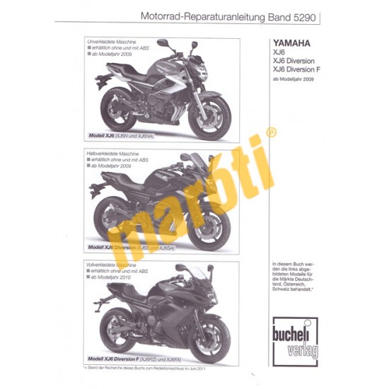 Yamaha - XJ6, XJ6 Diversion, XJ6 Diversion F (Javítási kézikönyv)