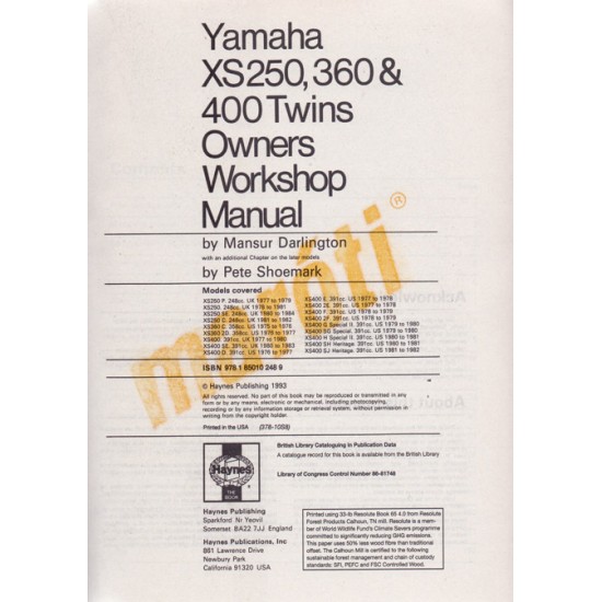 Yamaha XS250, 360 & 400 sohc Twins (75 - 84)