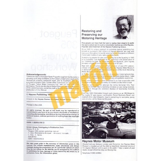 Peugeot 305 (petrol) 1978-1989