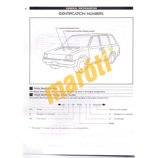 Nissan Prairie Model M10 Series Body Repair Manual 1983 (javítási kézikönyv)